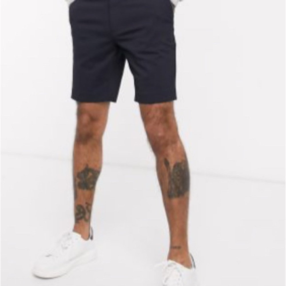 Slim Mid Length Smart Shorts in Navy
